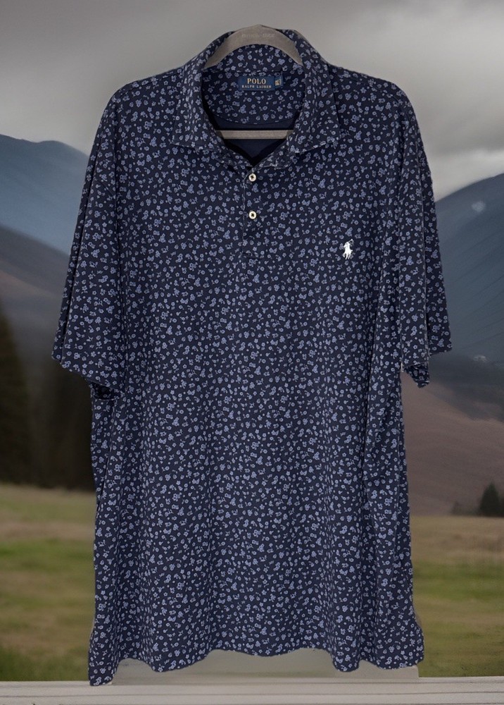 Polo Ralph Lauren Men's Golf Polo Shirt, Size 3XLT, Navy Blue Floral 🔥