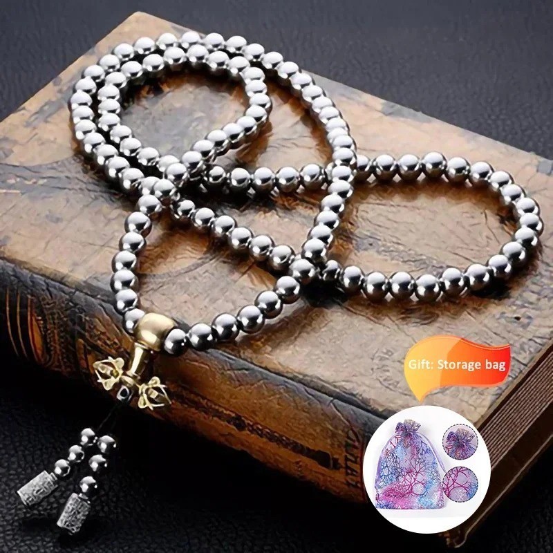Hot Buddha Beads Necklace Buddhist Stainless Steel Self Defense Hand Bracelet Ch