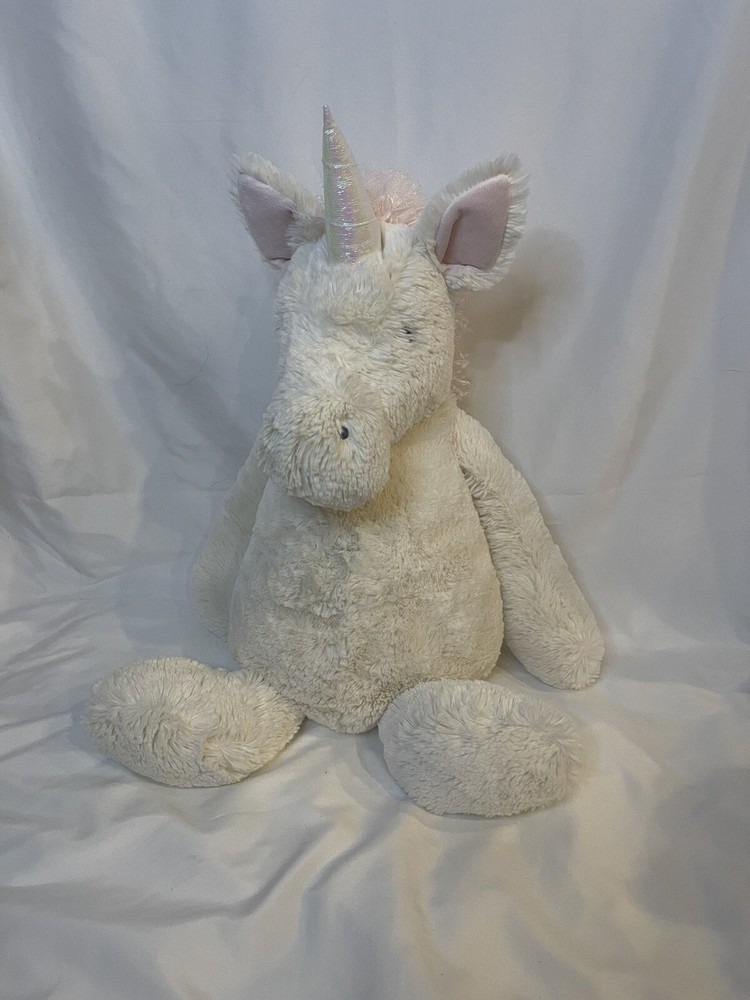 Jellycat London Large 24” Stuffed Really Big Bashful White & Pink Plush Unicorn