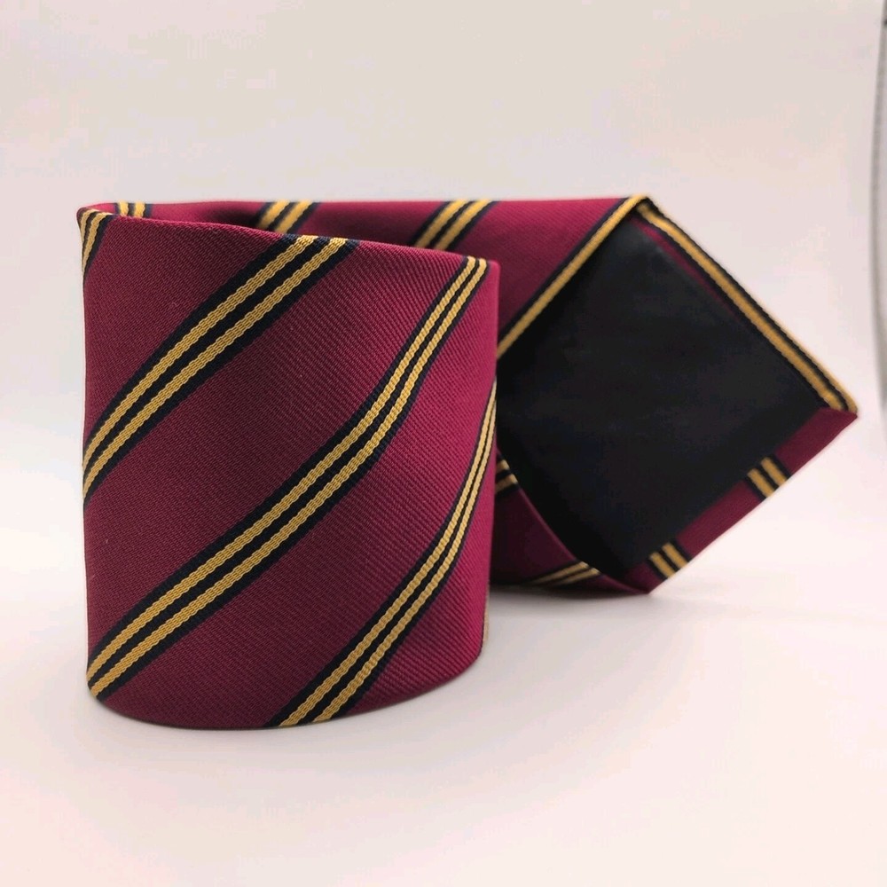 Brooks Brothers Makers Men's Pure REPP Silk Tie ~ Red ~ Striped ~ NEW!