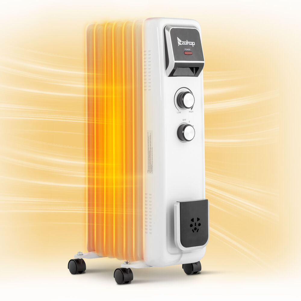 1500W Oil Filled Heater Portable Radiator Space Heater W/ Adjustable Thermostat