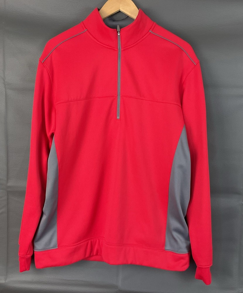 Nike Golf Therma-Fit Tour Performance 1/4 Zip Pullover M Red Gray Sweatshirt