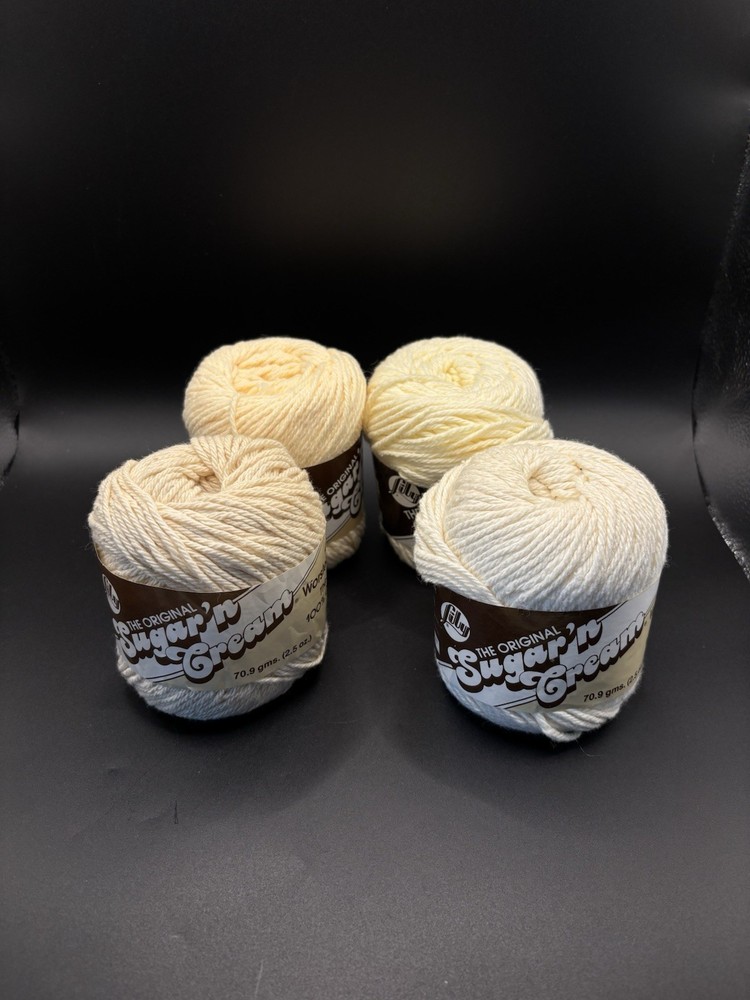 Lot Of 4 New Sugar 'N Cream 2.5 Oz (each) Light Colored 100% Cotton Yarn