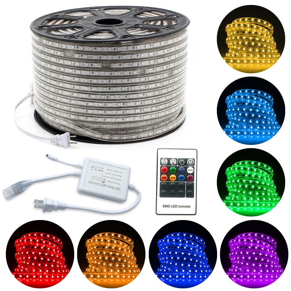 5M-30M SMD 5050 LED Strip Flexible Tape Rope Light RGB Lamp Waterproof 110V