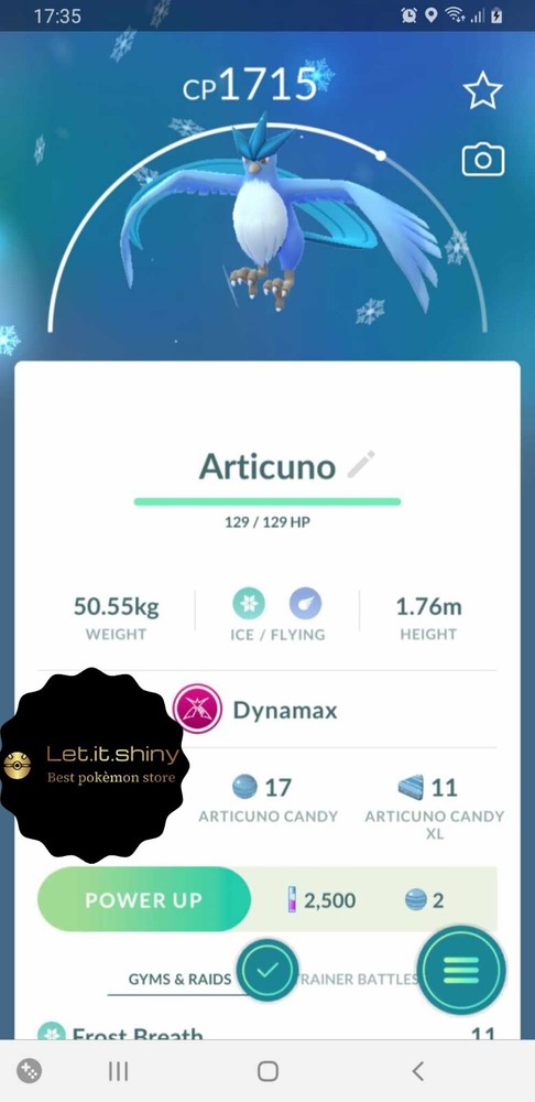 Dynamax Articuno Non-Shiny Registered Trade Only