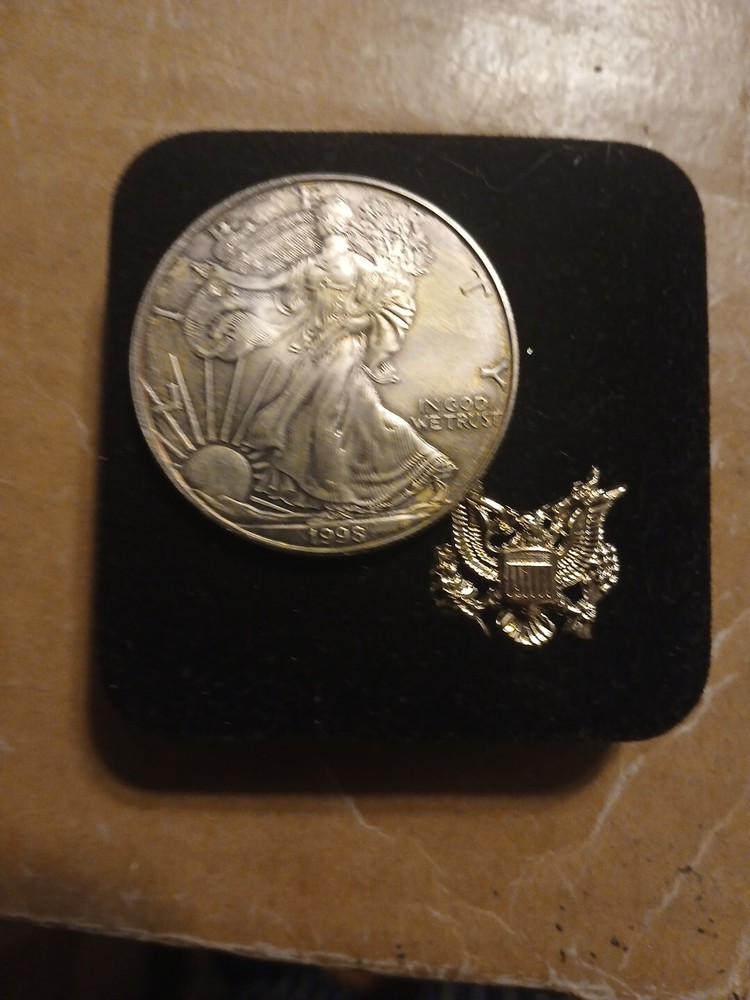 1998 Walking Liberty Ase Fine Silver 1 Oz Silver Eagle Naturaly Toned