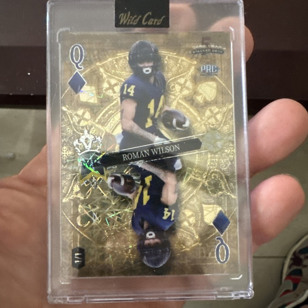 2023 wild card football 1/1 Roman Wilson Gold Alumination Q Diamonds Sealed