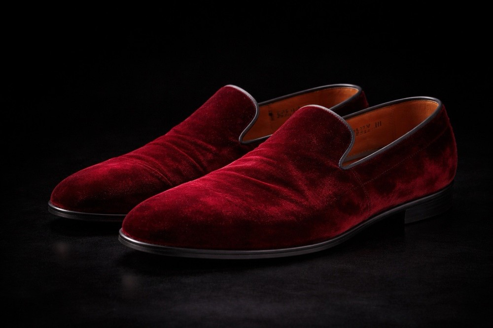 Magnanni Burgundy Velvet Loafers Slip On Dress Shoes Size 11.5 M Originally $479