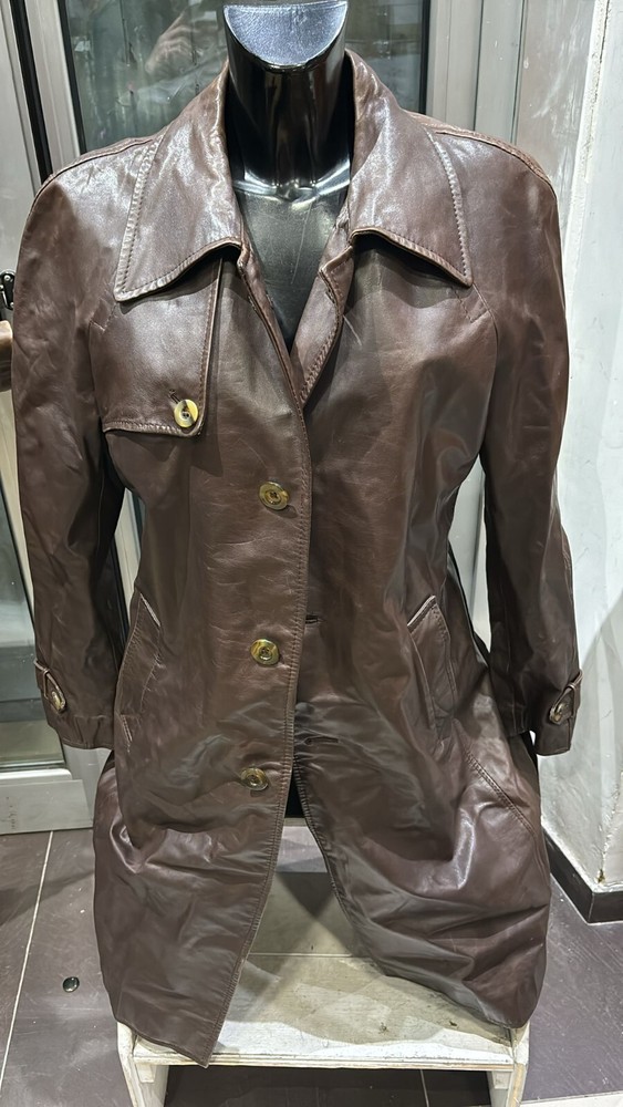 Vintage JONT Brown Leather Coat for Men Size 52 Model LLD468