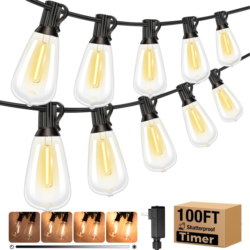 100FT Waterproof Outdoor LED String Lights for Patio Garden Decor