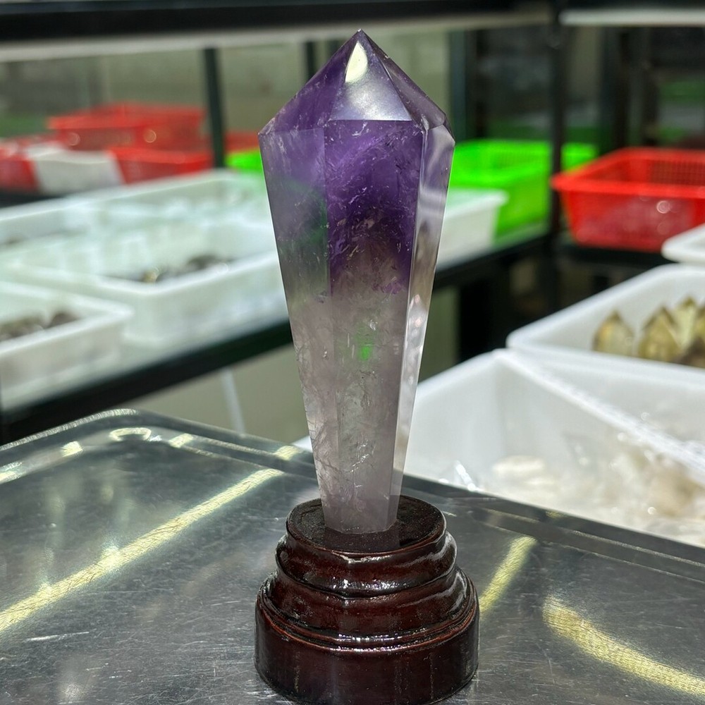 Natural Amethyst Quartz Obelisk Tower Point Wand for Reiki 250g