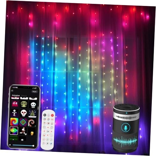 Smart LED Curtain Lights RGB 6.5x6.5ft WiFi Window Lights IP65 Waterproof