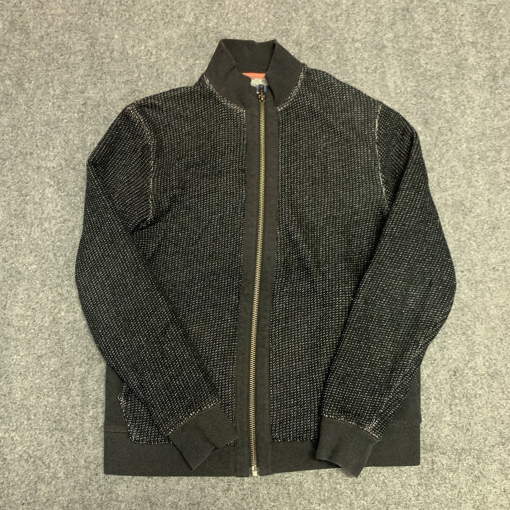 32 Bar Blues Straightaway Zip Up Jacket Medium Double Knit Textured Pique