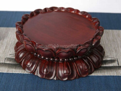 Red Wood Round Base Lotus Stand Buddha Statue Guanyin Display Stand 4.2