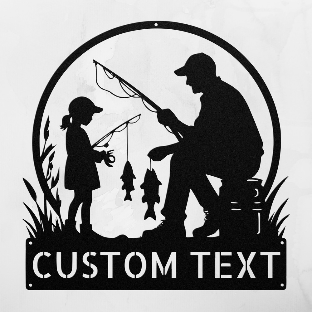 Personalized Father and Daughter Fishing Metal Sign Custom Fishing Lovers Gift