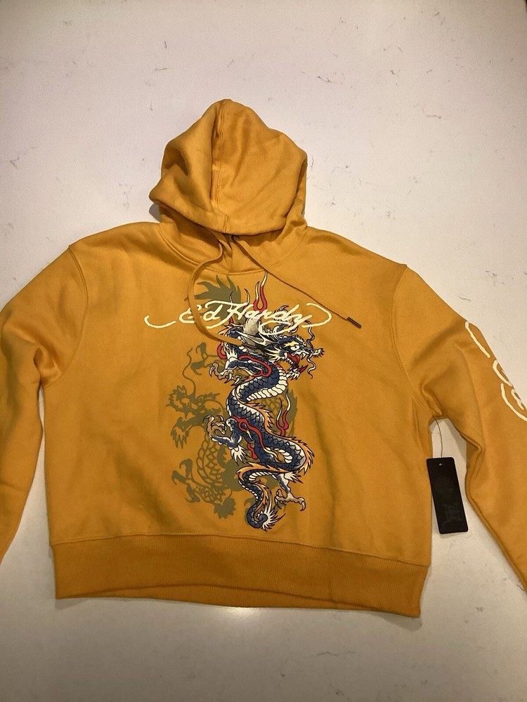 Ed Hardy Gold Women’s Dragon Tattoo Hoodie Size L  And XL