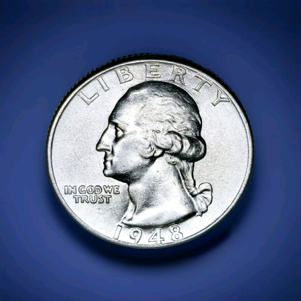 Blast White Gem BU Silver 1948 Washington Quarter BU Luster