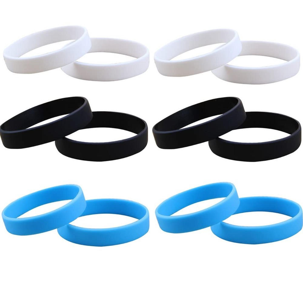 12 Pcs Rubber Bracelets for Men Women, Stretch Blank Silicone Wristbands Brac...