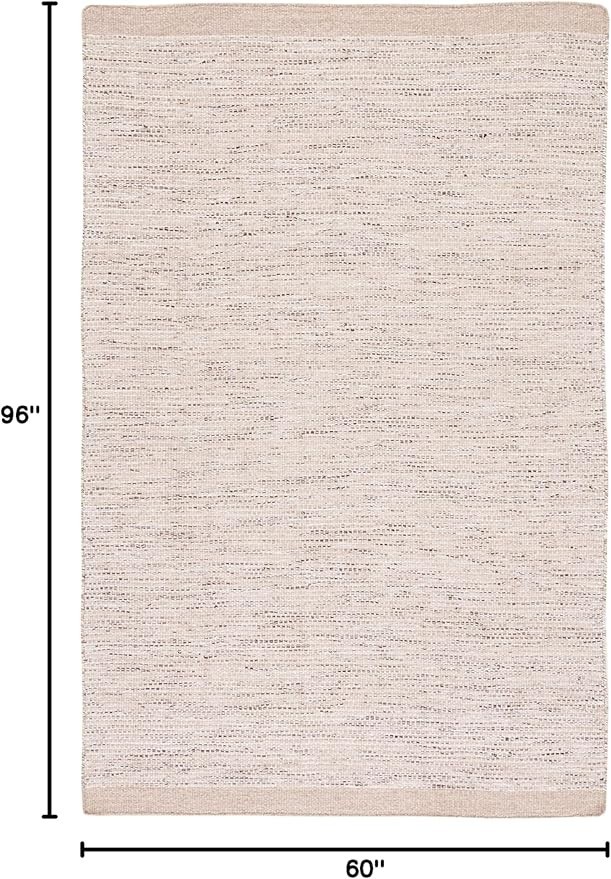 Collection Area Rug - 5' x 8', Beige & Ivory, Handmade Wool, Ideal for High Traf