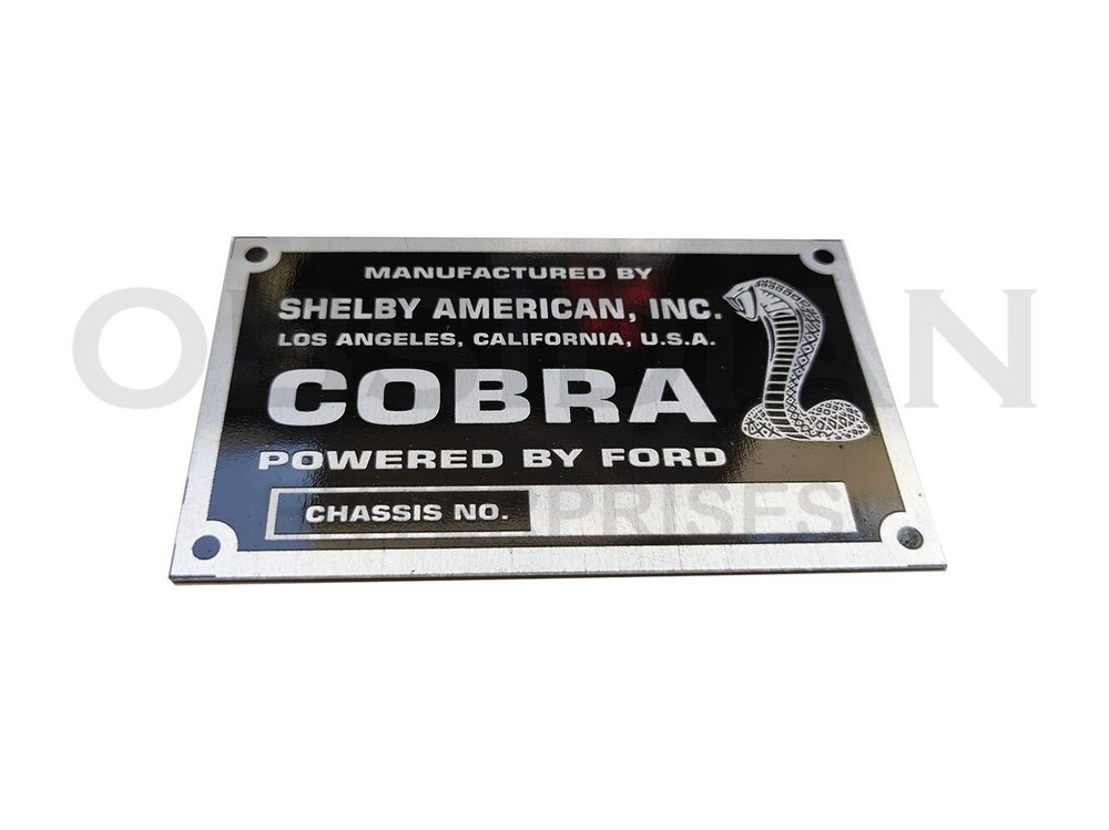 Vintage Ford Carroll Shelby Cobra Blank Name Plate Classic Car Ford