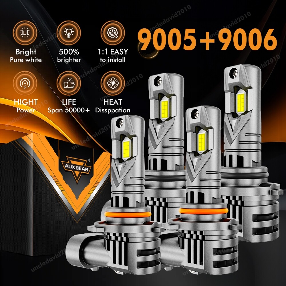 AUXBEAM 9005 9006 LED Headlight Bulbs 25000LM 6500K High Low Beam Conversion Kit