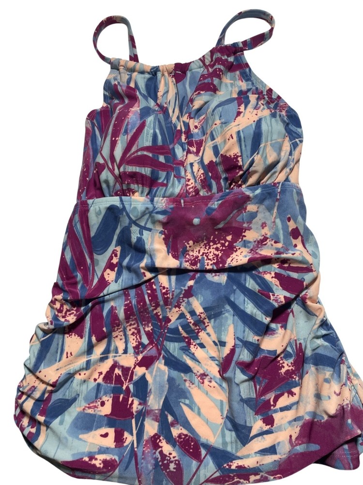Freely Womens Tropical Print Strappy Tankini Swim Top Size 10 Multicolor