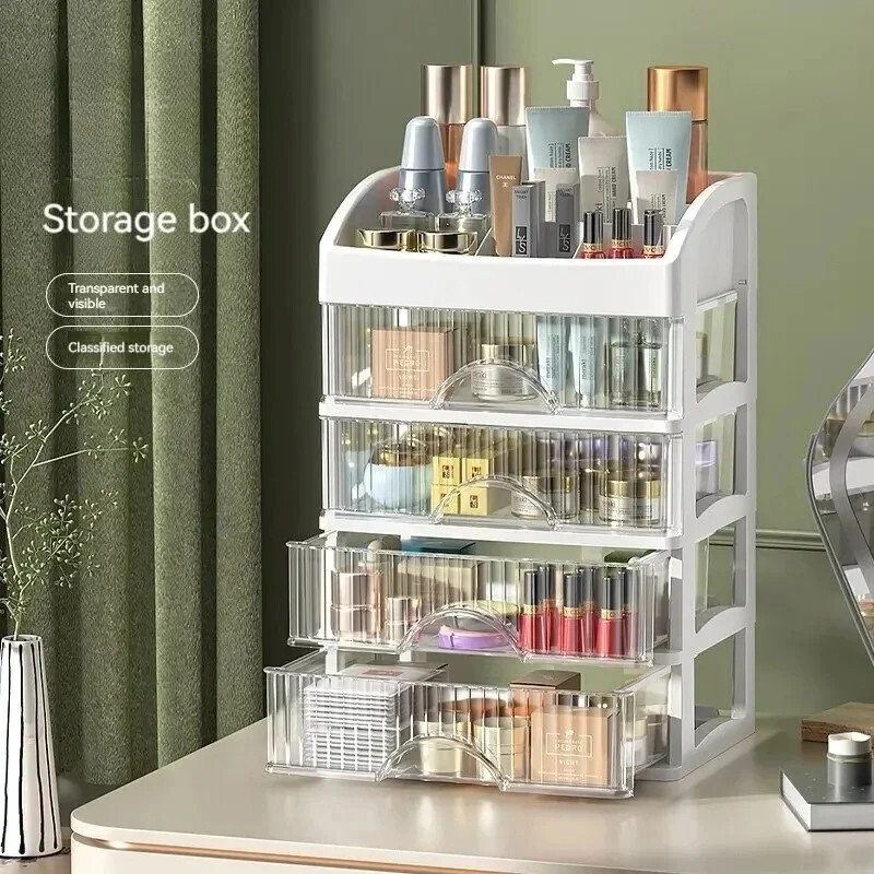 Multi-Functional Desktop Storage Box: 3-Layer Drawer for Cosmetics, Jewelry & St