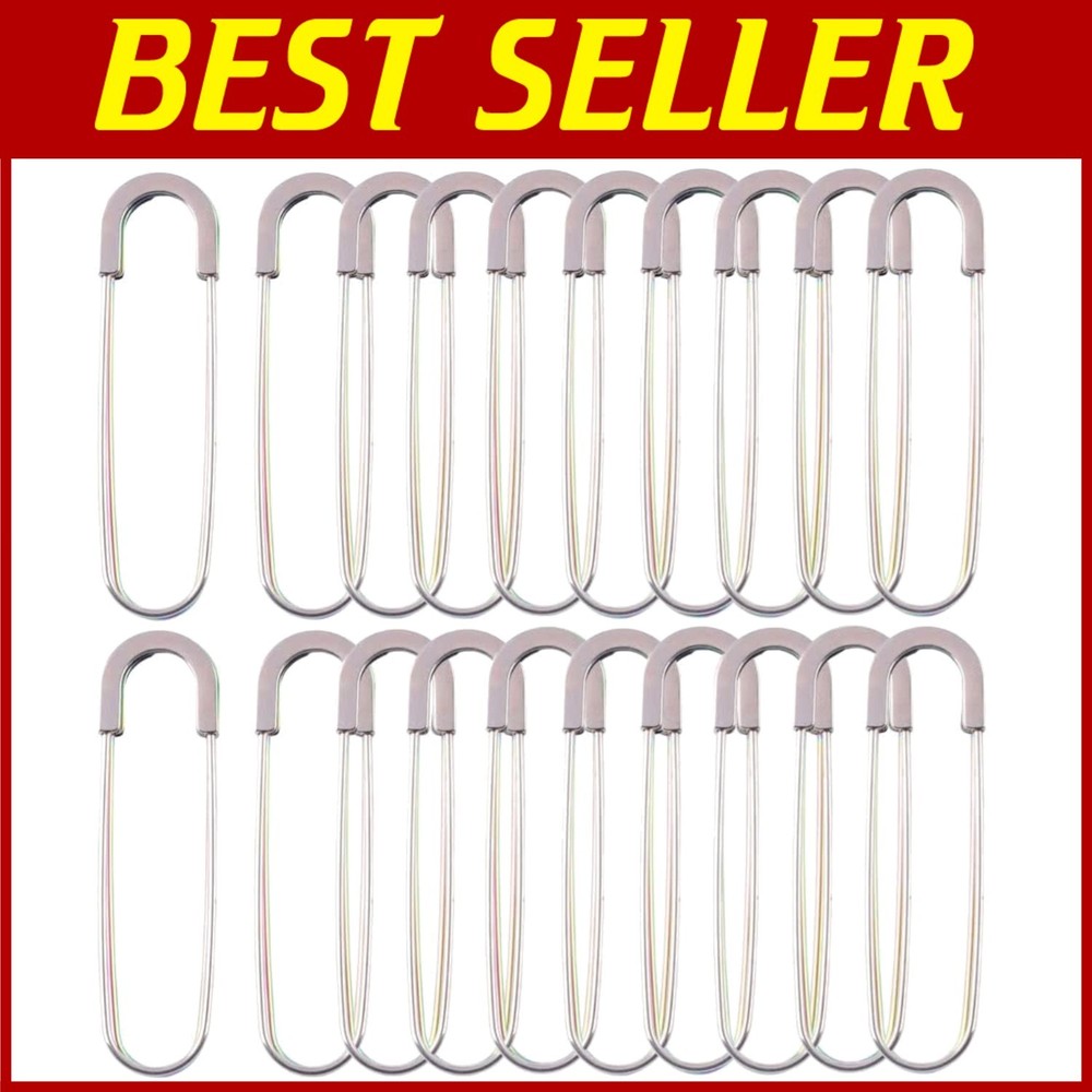 Vibrant 7-Color 80mm Metal Safety Pins for Sewing & Crafts