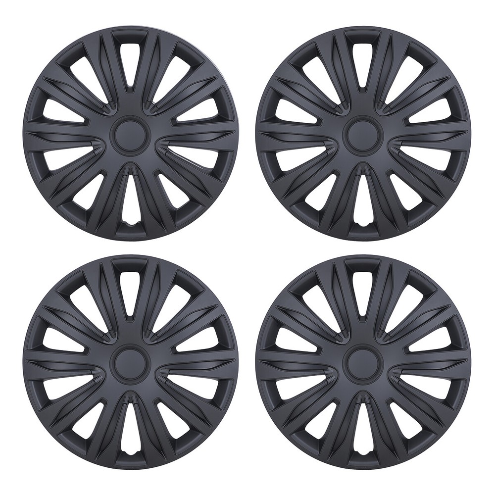 Set of 4 16-Inch Snap-On Wheel Covers Full Hub Caps for R16 Tires and Steel Rims in Sleek Black Design