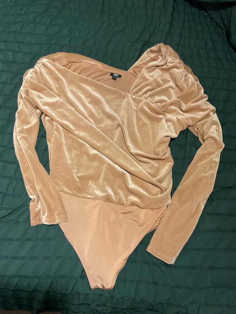 Express Camel  Long Sleeve Bodysuit Size Xl