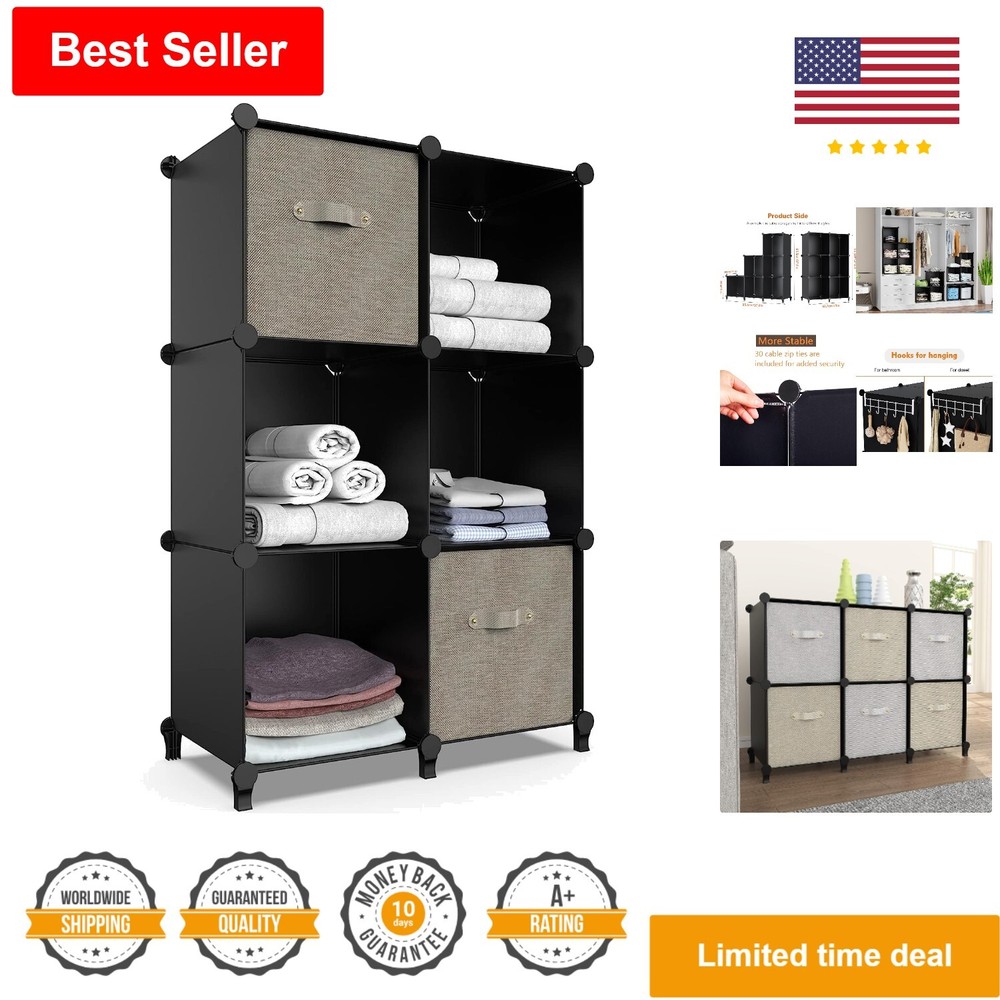 6-Cube Storage Organizer Shelf for Closet Bookshelf Large Capacity