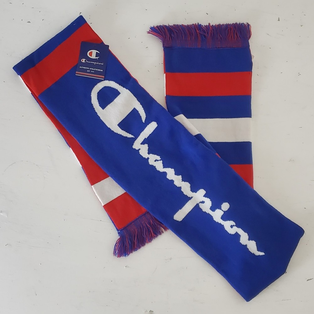 Champion Reversible Men's Scarf Large Script Logo Blue Red White One Size