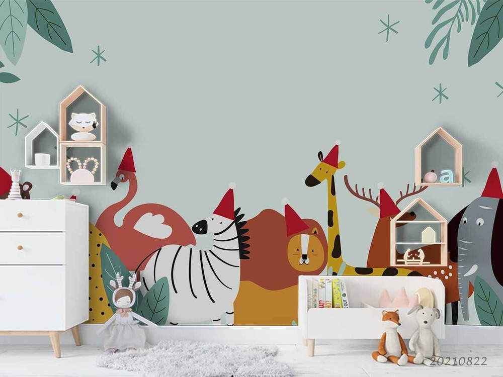 3D Cartoon Forest Animal Zebra Wall Murals Wallpaper Murals Wall Sticker 153