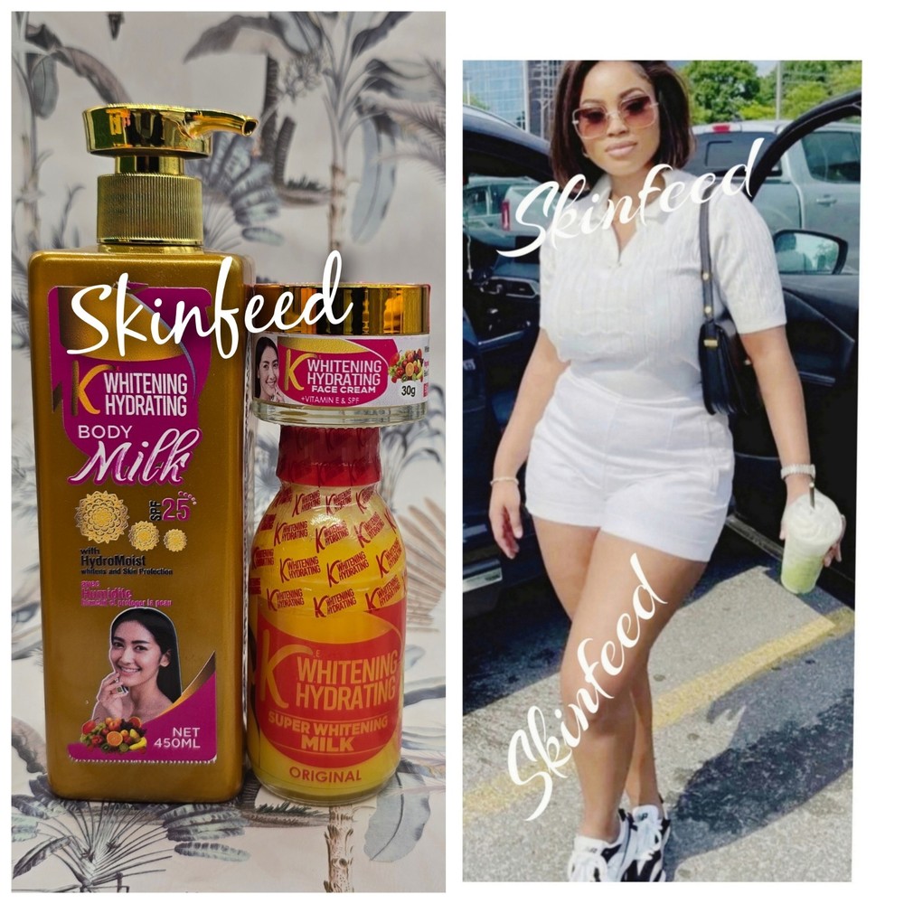 3pcs K-Whitening Hydrating Body Milk SPF 25 Face Cream Serum Set