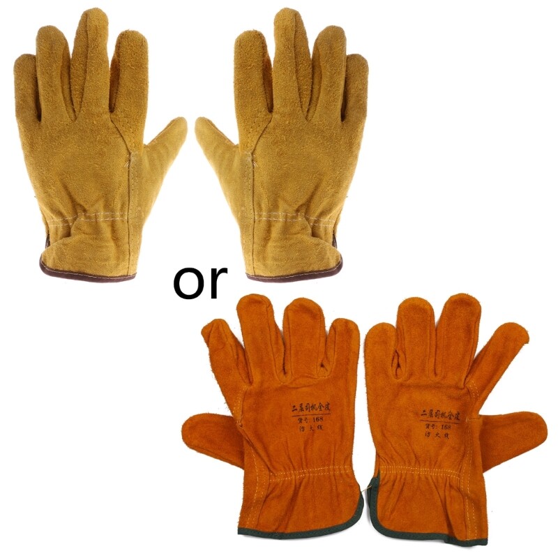 1Pair Cowhide Protective Gloves Welding Welder Work Repair