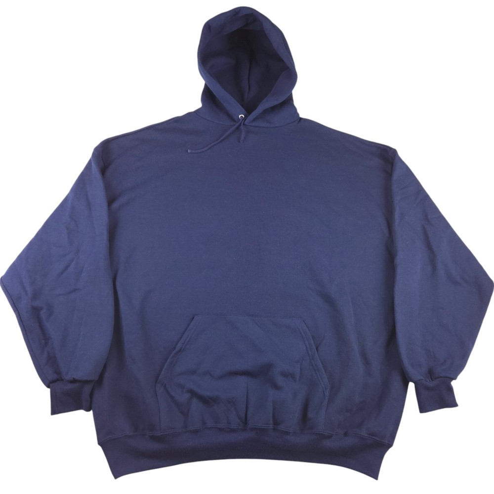 Vintage 90s JERZEES Navy Blue Blank Made In USA Skater Hoodie Men's Size 3XL