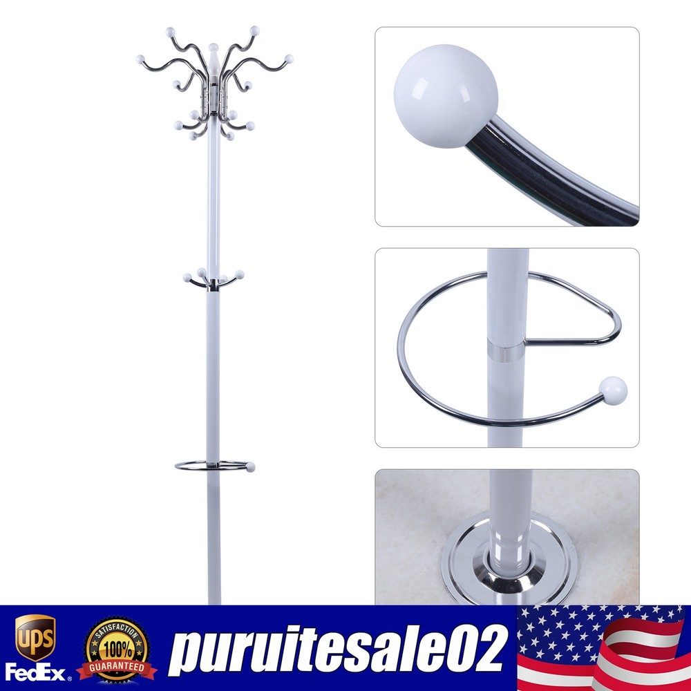 Heavy Duty 16-Hook Coat Rack Organizer for Hats Bags Clothes Tree Stand