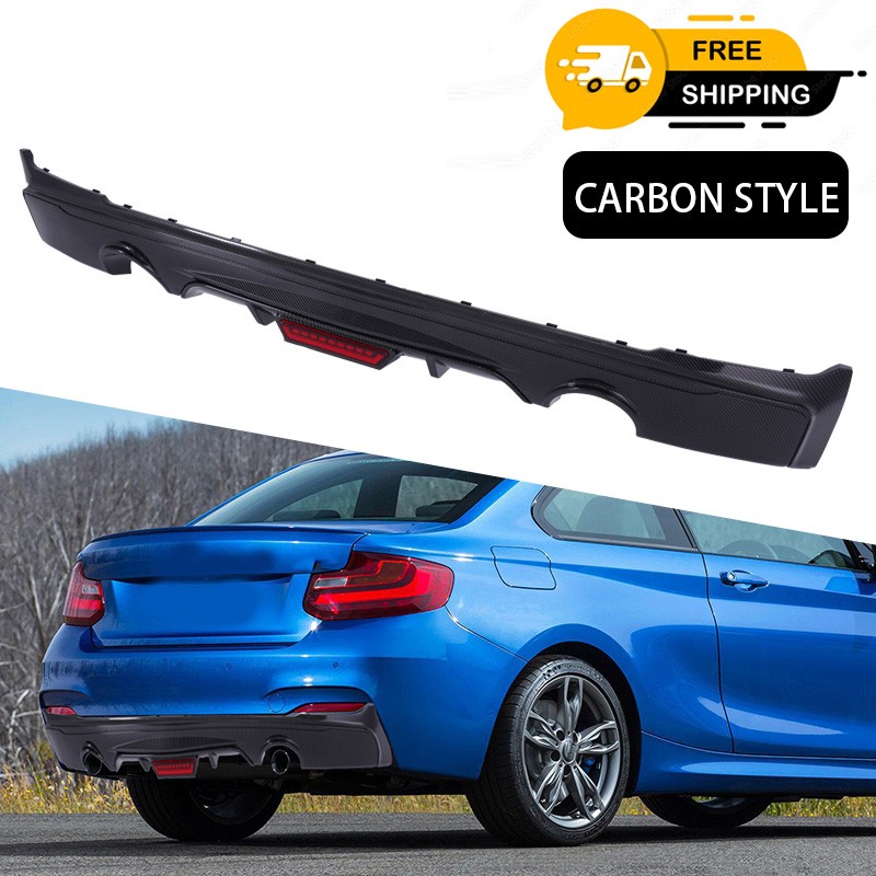 For BMW M235i M240i F22 F23 2014-2019 CARBON LOOK Rear Bumper Diffuser Lip W/Led