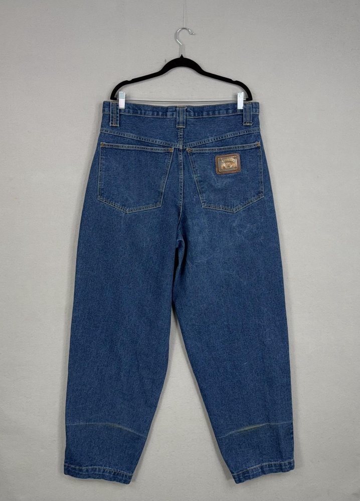 Vintage Karl Kani Jeans Mens 36x35 Blue Baggy Hip Hop Denim USA Metal Plate 90s