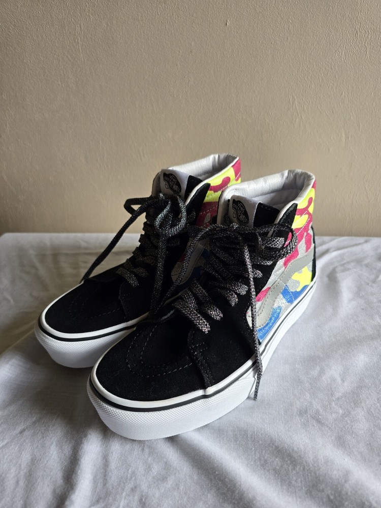 Unisex Vans Sk8-Hi Platforms 2.0 (After Dark)Camo/True White Sneakers Sz 7