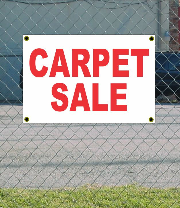 2x3 Red & White Carpet Sale Banner Sign with New Discount Size & Price