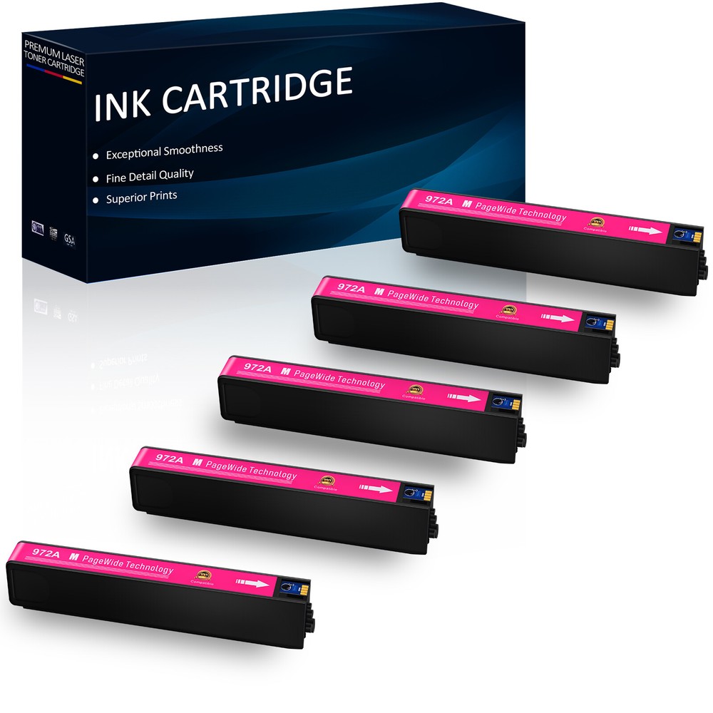 5PK Magenta Ink Cartridge 972A FOR HP PageWide 377dw Pro 452dw 477dn, High Yield