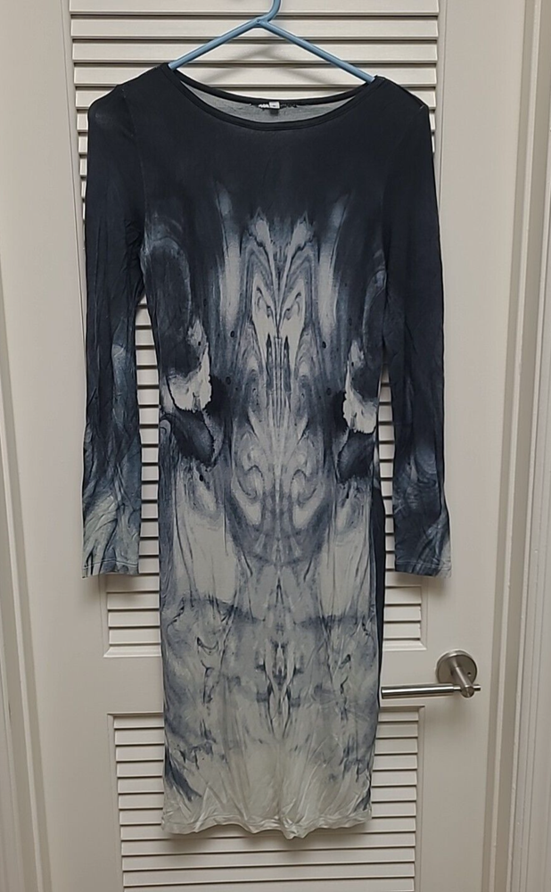 Young Fabulous & Broke Womens Long Sleeve Tie Dye Print Maxi Dress Black Size S