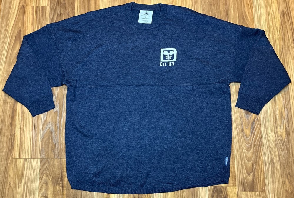 Disney Parks Adult Large Navy Spirit Jersey Crewneck Sweater Walt Disney World