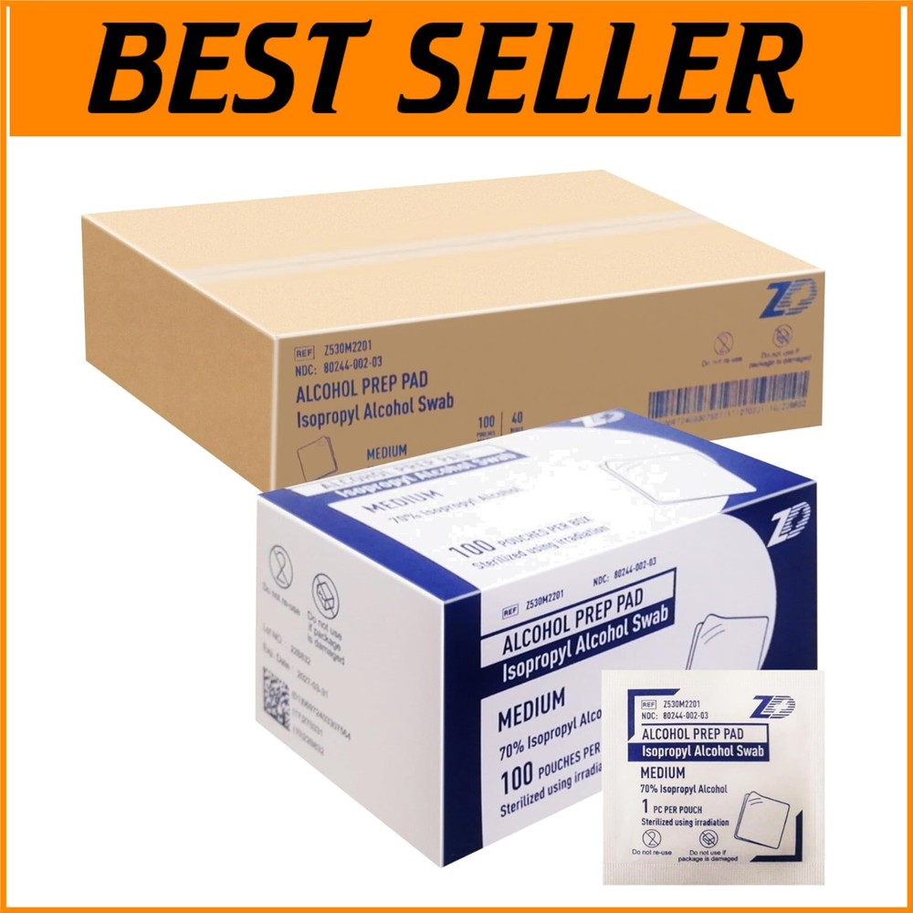 Essential Alcohol Prep Pads - 4000 Sterile Cotton Prep Swabs for Sanitization