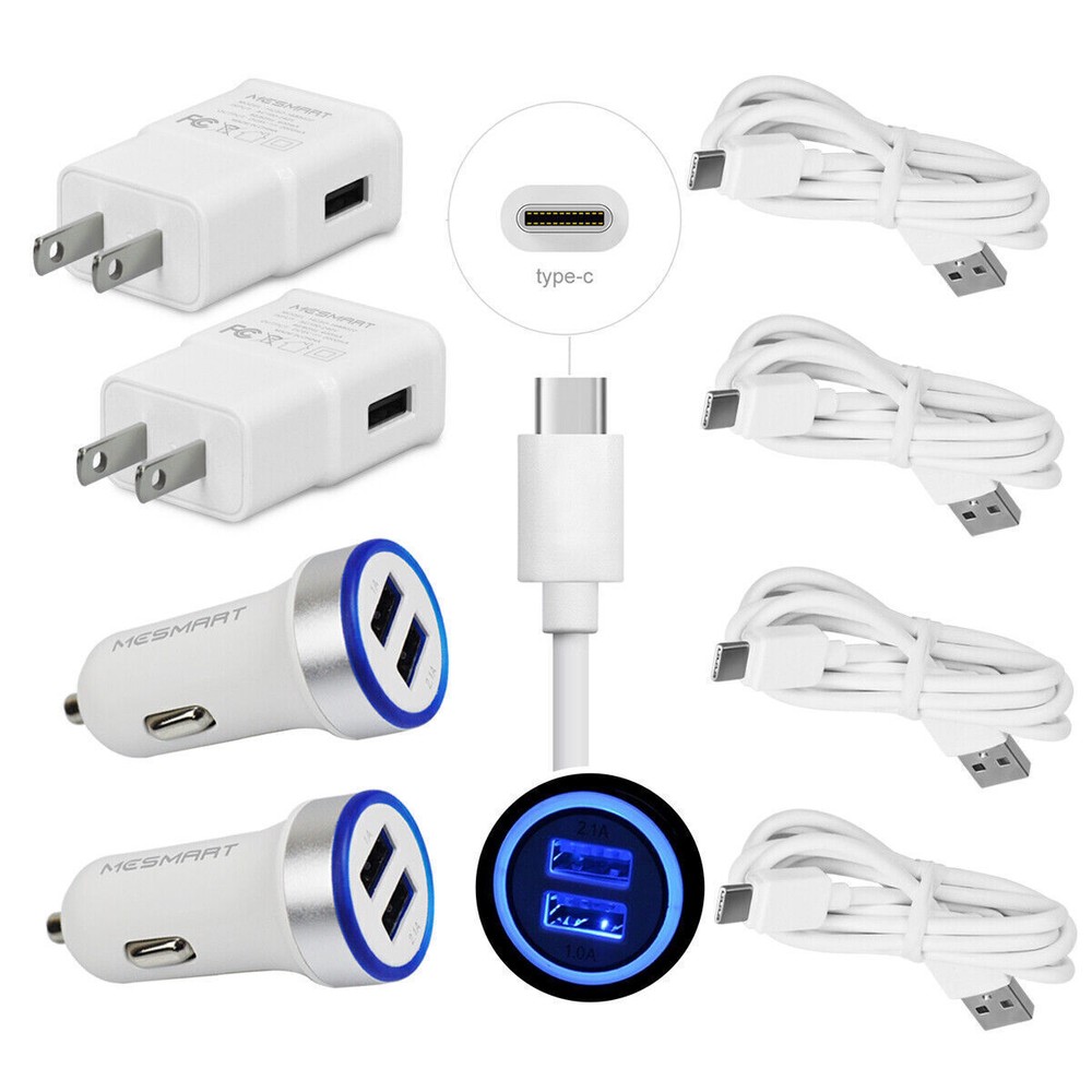 5ft White Car Type-C Cable for Samsung Galaxy S8/S9/S10/Note 8