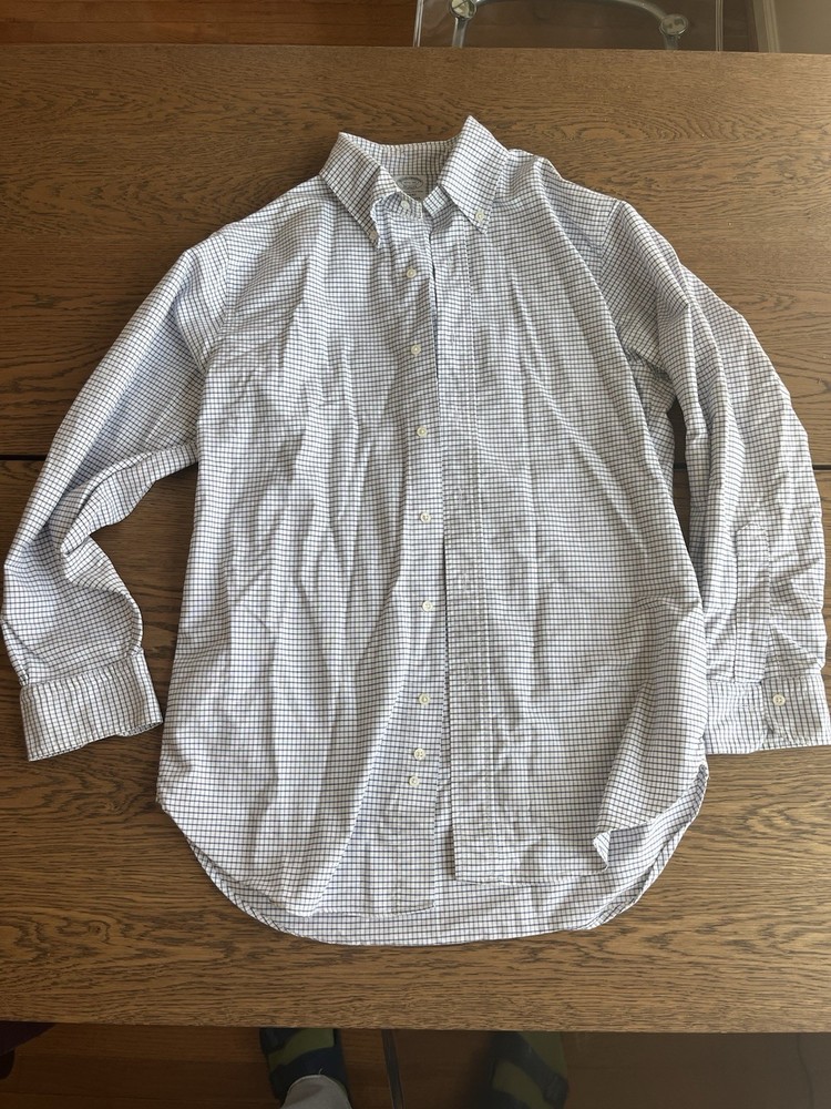 Brooks Brothers Makers OCBD 15.5-32 Made In USA, Blue And White