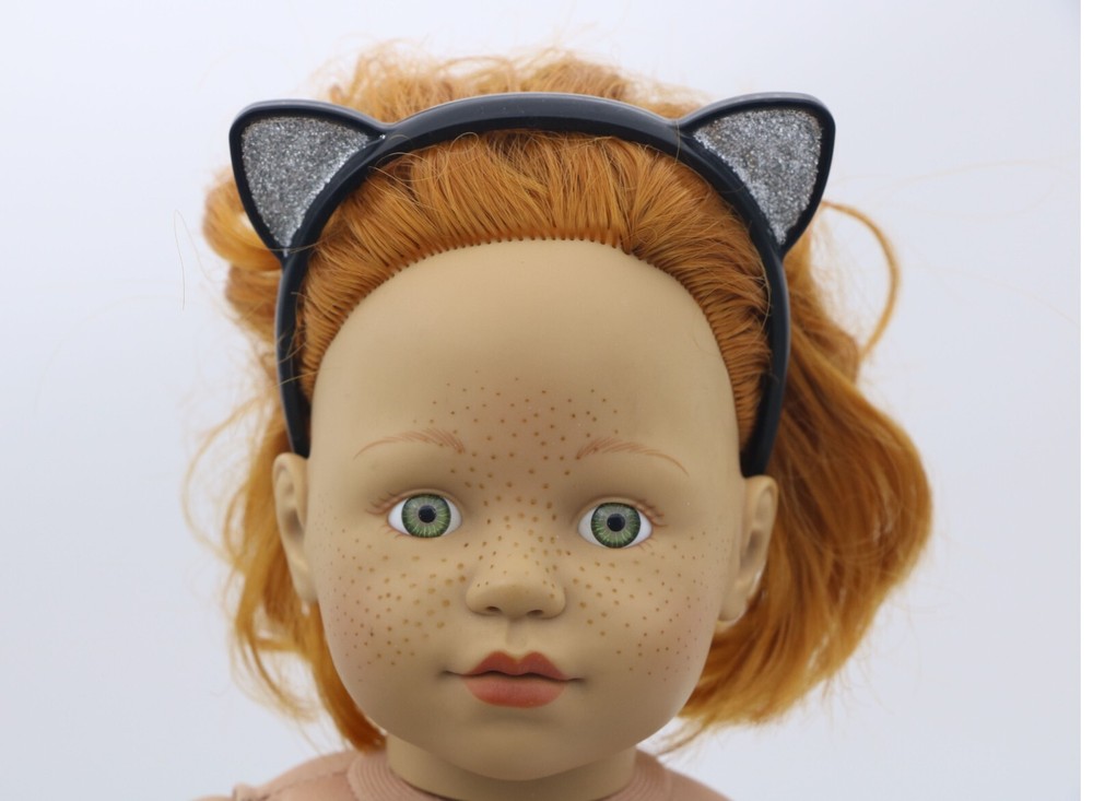 American Girl cat ears headband Black Silver Glitter Sparkle for 18'' Doll hair
