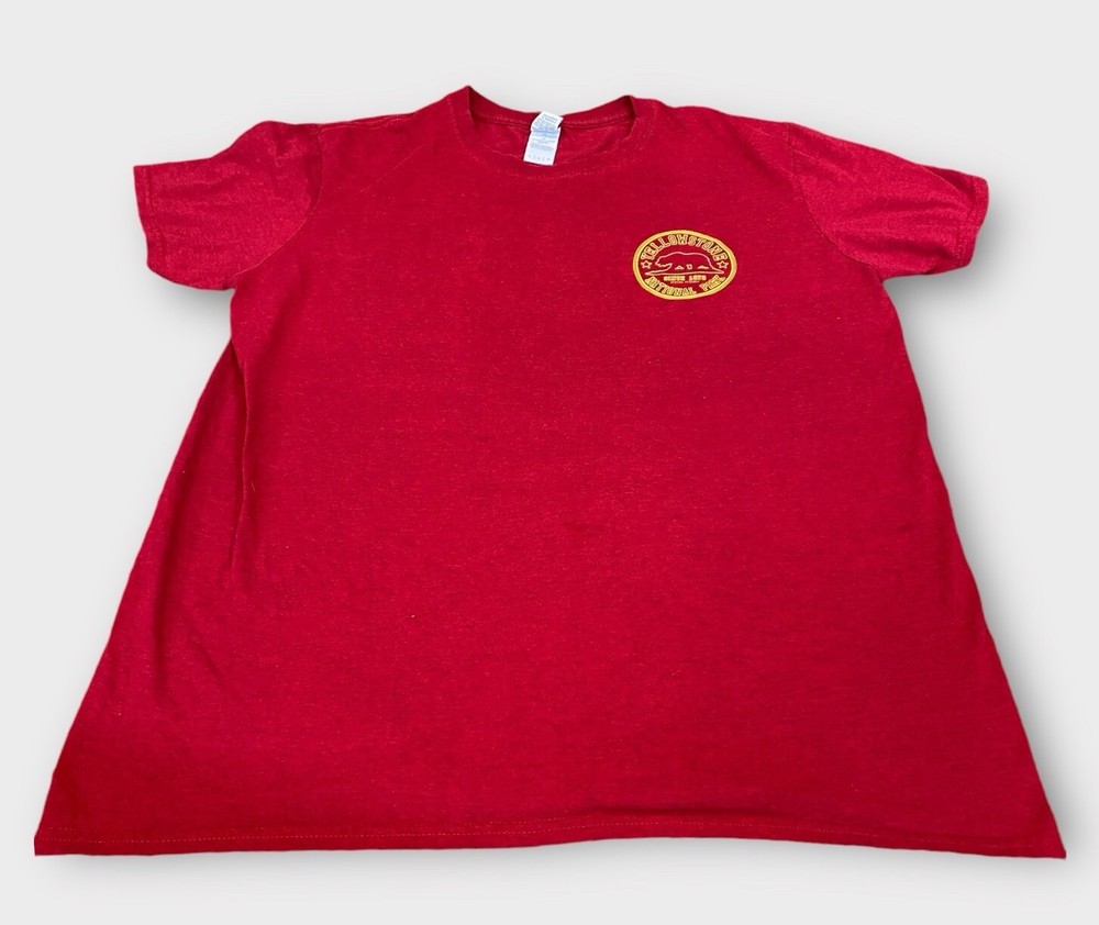 Yellowstone National Park Shirt Men’s Large Red Heathered Soft Spun Bear T-Shirt