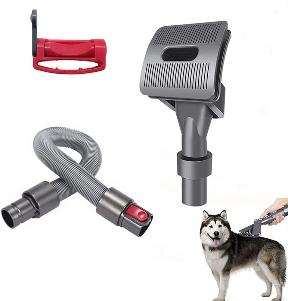 Pet Vacuum Attachment for Dyson, 3PCs Grooming Tool with Extended Vacuum Hose...